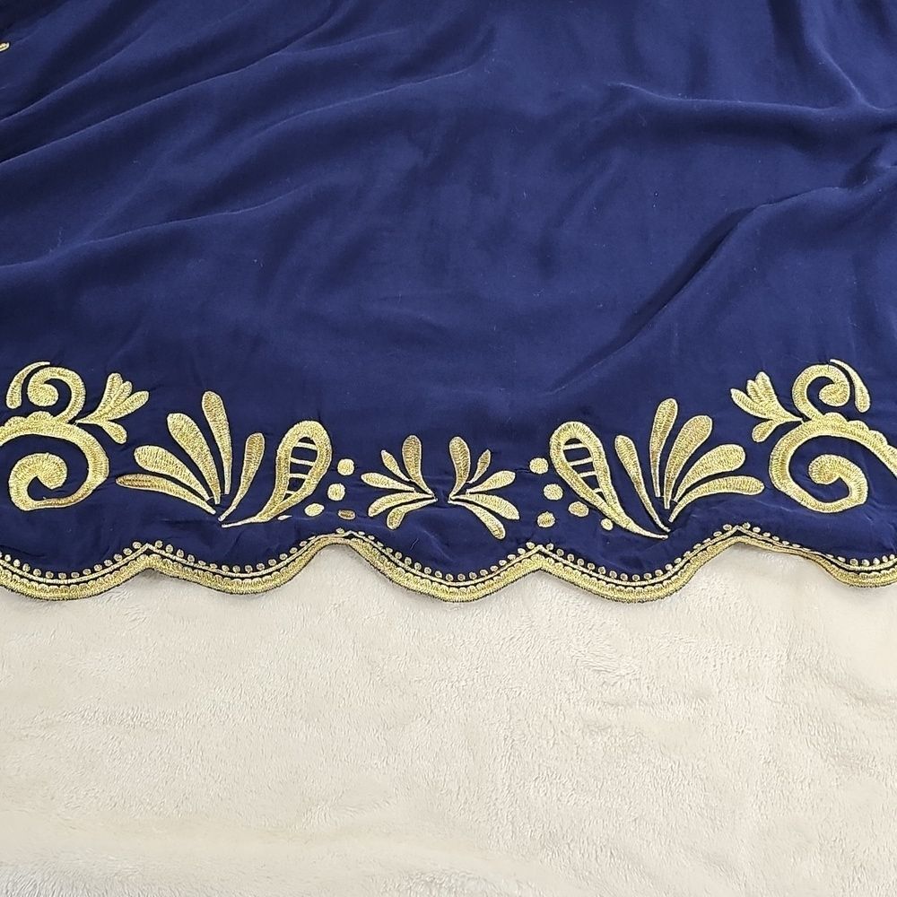 Lilly Pulitzer Navy & Gold Embroidered Halter Dress — XL - Picture 6 of 9